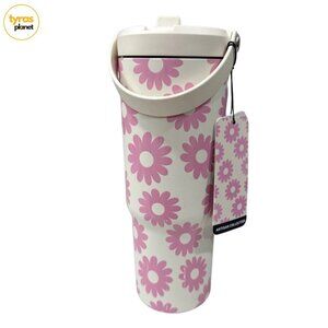 Hydrapeak BRIGHT PINK DAISIES water bottle Tumbler Stainless steel 32oz NEW